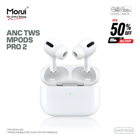 Morui MPODS PRO 2 Buzzer & ANC Wireless Earbud 5.3 BT Version 550 mAh Charging Box