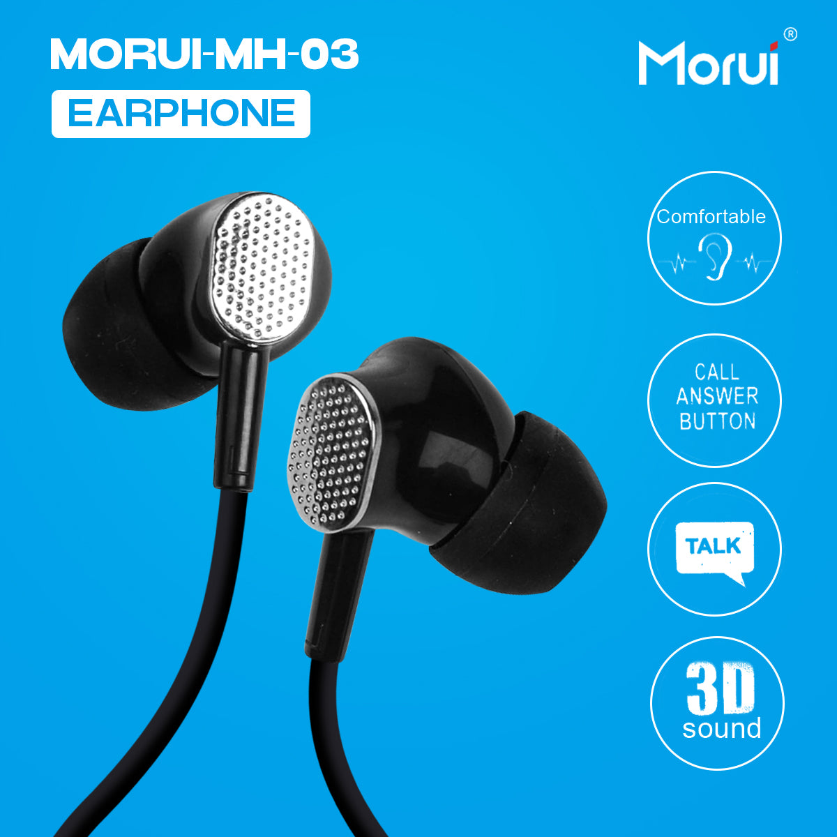 Morui MH03 Handfree Noise-Canceling Gaming Headset with Heavy Bass Stereo Sound Earbuds