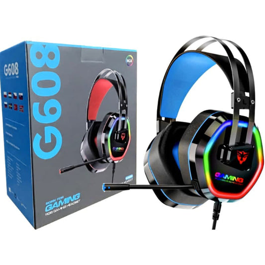 G608 RGB Gaming Headphone – 7.1 Virtual Surround Sound • RGB LED Lights • Noise-Cancelling Mic • 50mm Drivers
