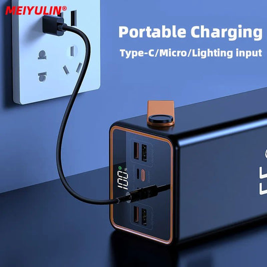 Professional 70,000mAh Multipurpose Power Bank – 22.5W Fast Charging, PD 20W, LED Emergency Light, Type-C/Micro/Lightning Input