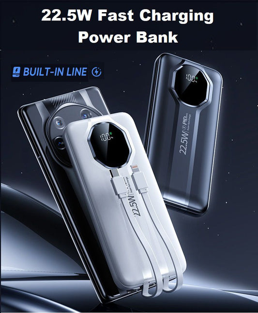 FoneStop 20,000mAh SuperFast Charging Power Bank – Beast Model | PD Fast Charging, Built-In Cables, Type-C & USB Output