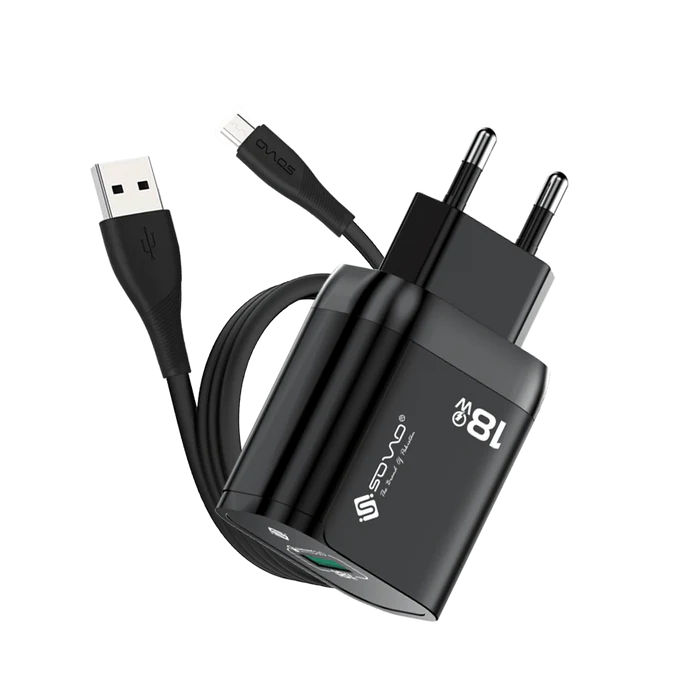 Sovo SG-235 18W Fast Charger | Micro USB & Type-C with Cable