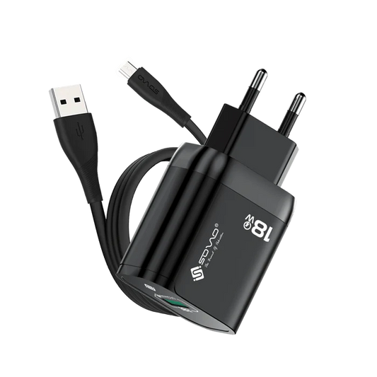 Sovo SG-235 18W Fast Charger | Micro USB & Type-C with Cable