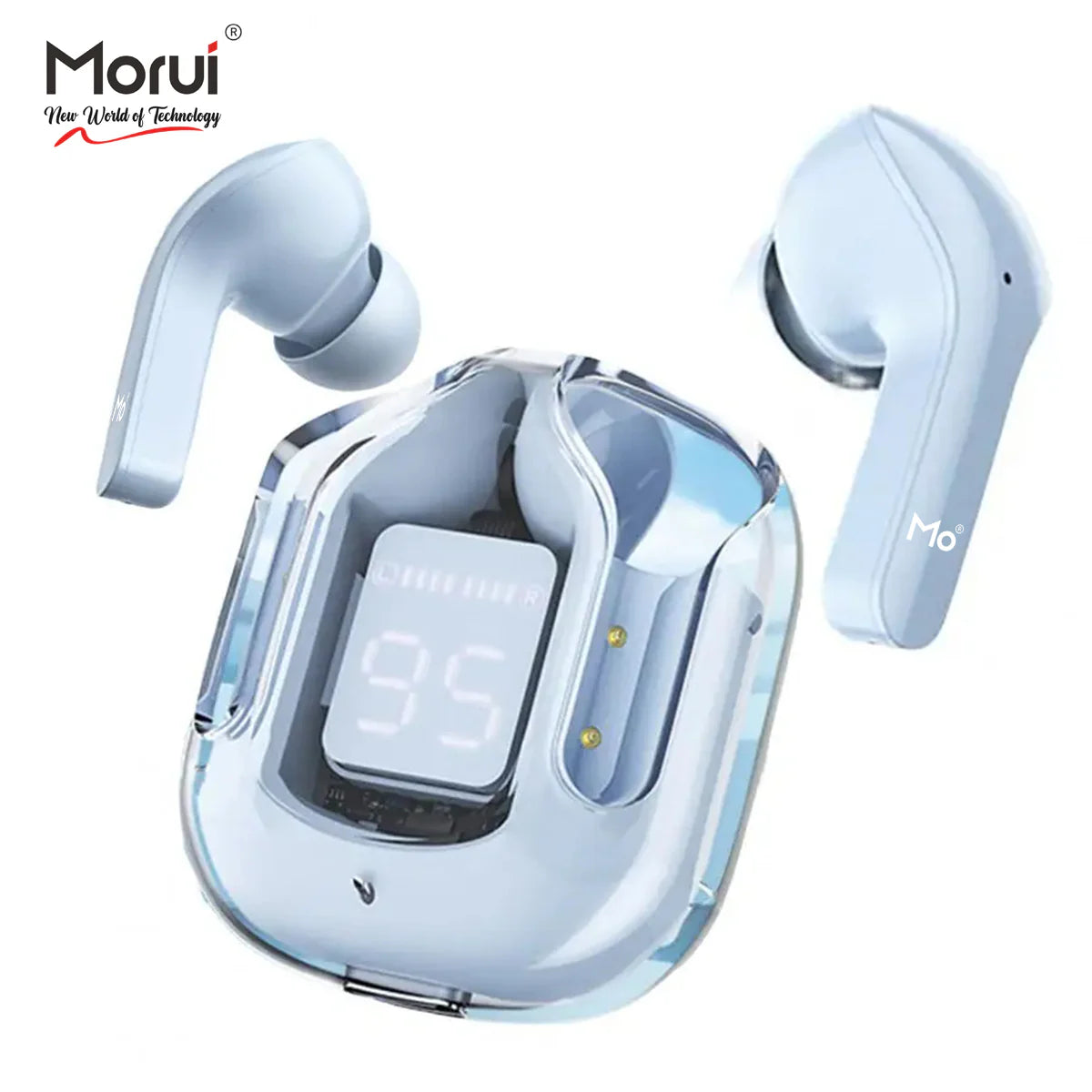 Morui MB-1 Crystal Case Earbuds Wireless Earbuds - Gaming earbuds With ENC Noise Cancellation For Clear Sound