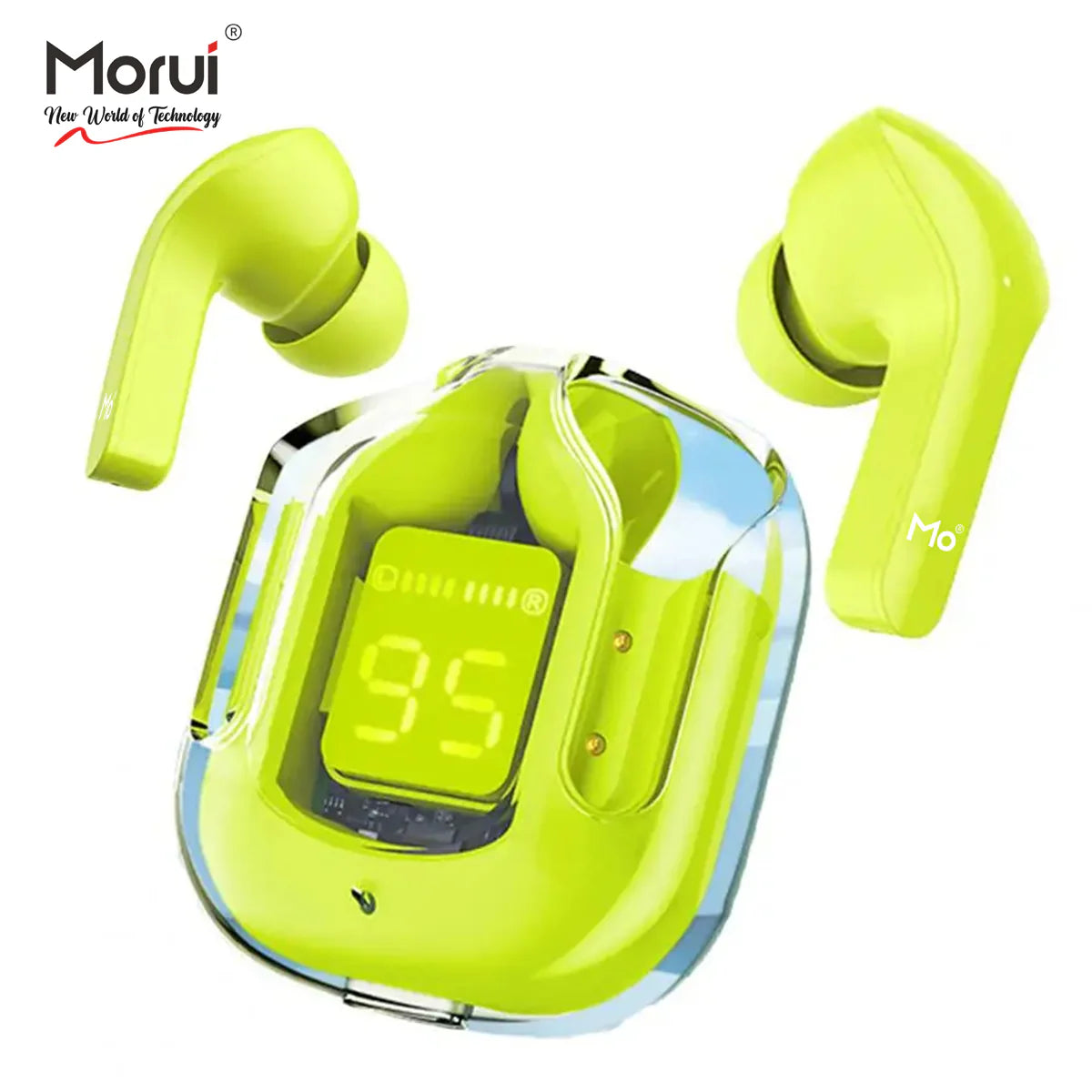 Morui MB-1 Crystal Case Earbuds Wireless Earbuds - Gaming earbuds With ENC Noise Cancellation For Clear Sound