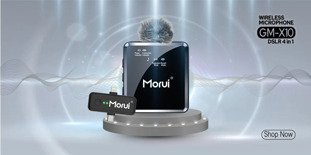 Morui GM-X10 Wireless Microphone – 3-in-1 Mic with Active Noise Cancellation, 1-Year Warranty, Compatible with YouTube Vlogging, Live Streaming, DSLR, Smartphones & Audio Devices