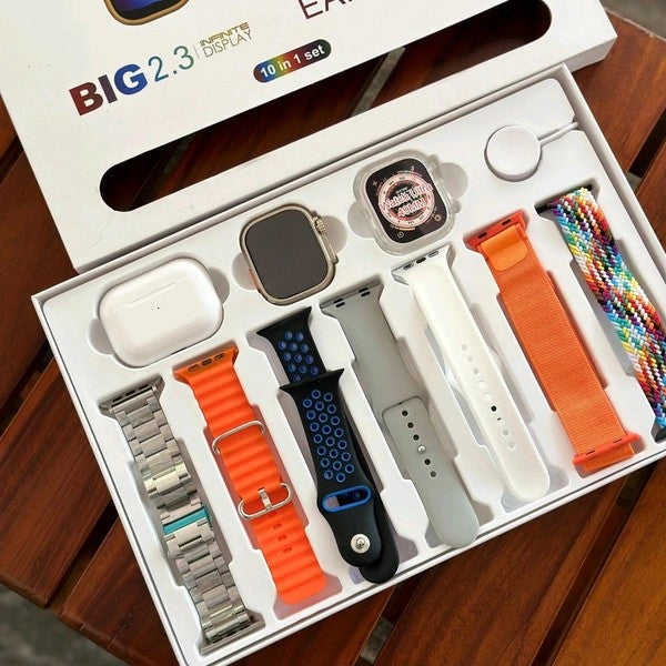I20 Ultra Max Suit Smartwatch Set – 7 Straps + Watch Cover + AirPods | 2025 Premium Edition