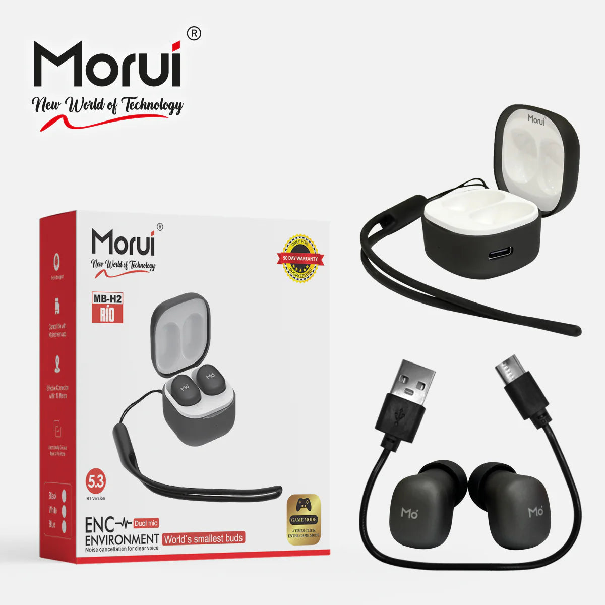 Morui MB-H2 RIO Wireless Earbuds Ultra Compact, Studio-Grade Sound, Premium Design, Long Battery Life