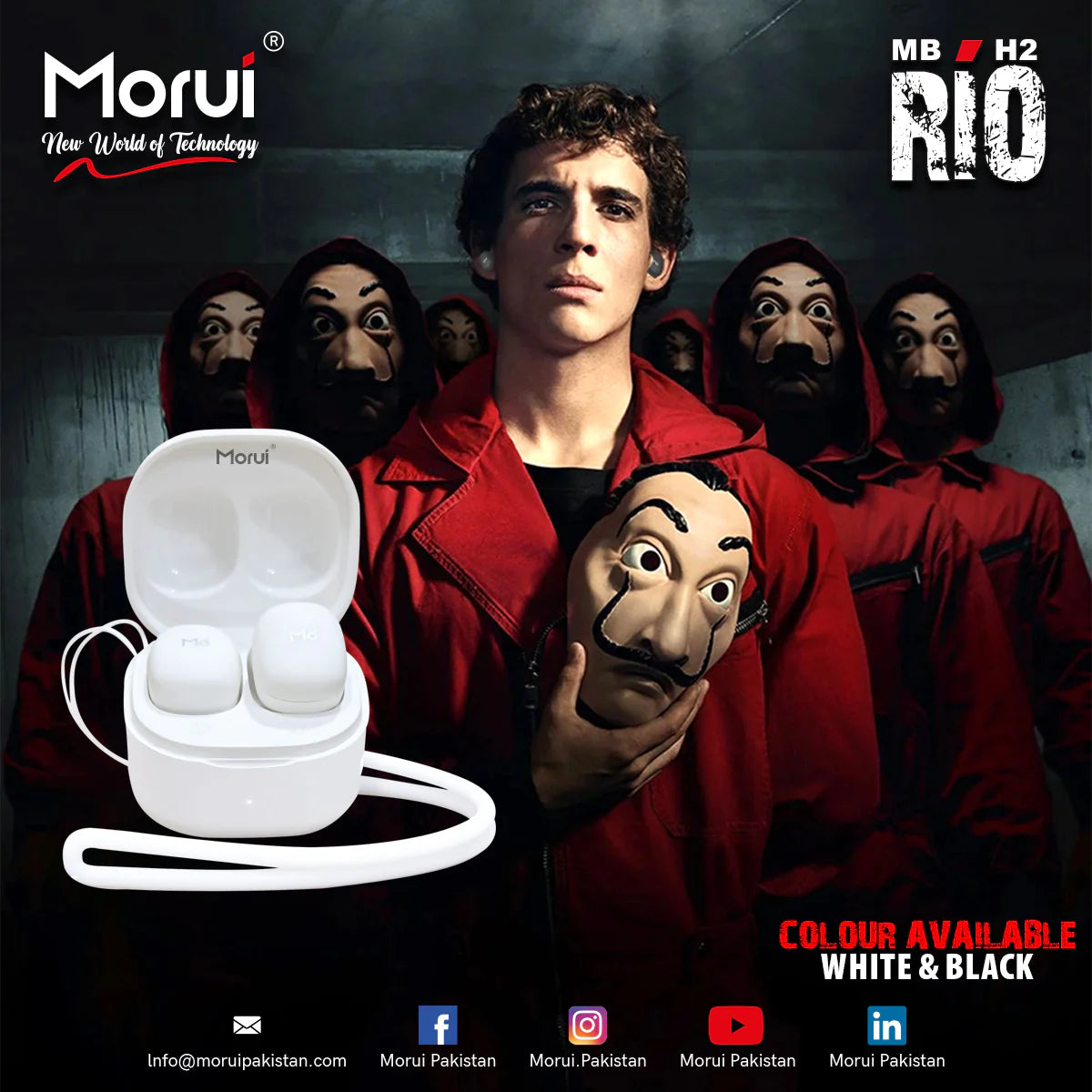 Morui MB-H2 RIO Wireless Earbuds Ultra Compact, Studio-Grade Sound, Premium Design, Long Battery Life