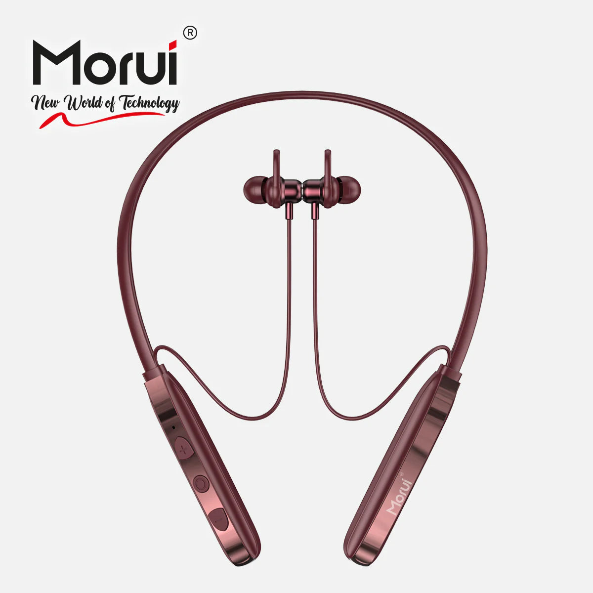Morui ME07 Neckband Wireless Stereo Bluetooth 5.3 Headphones | Voice Changer Earbuds | Gaming Headset | 30 Hours Battery Backup With Magnet Touch ON & OFF Sale