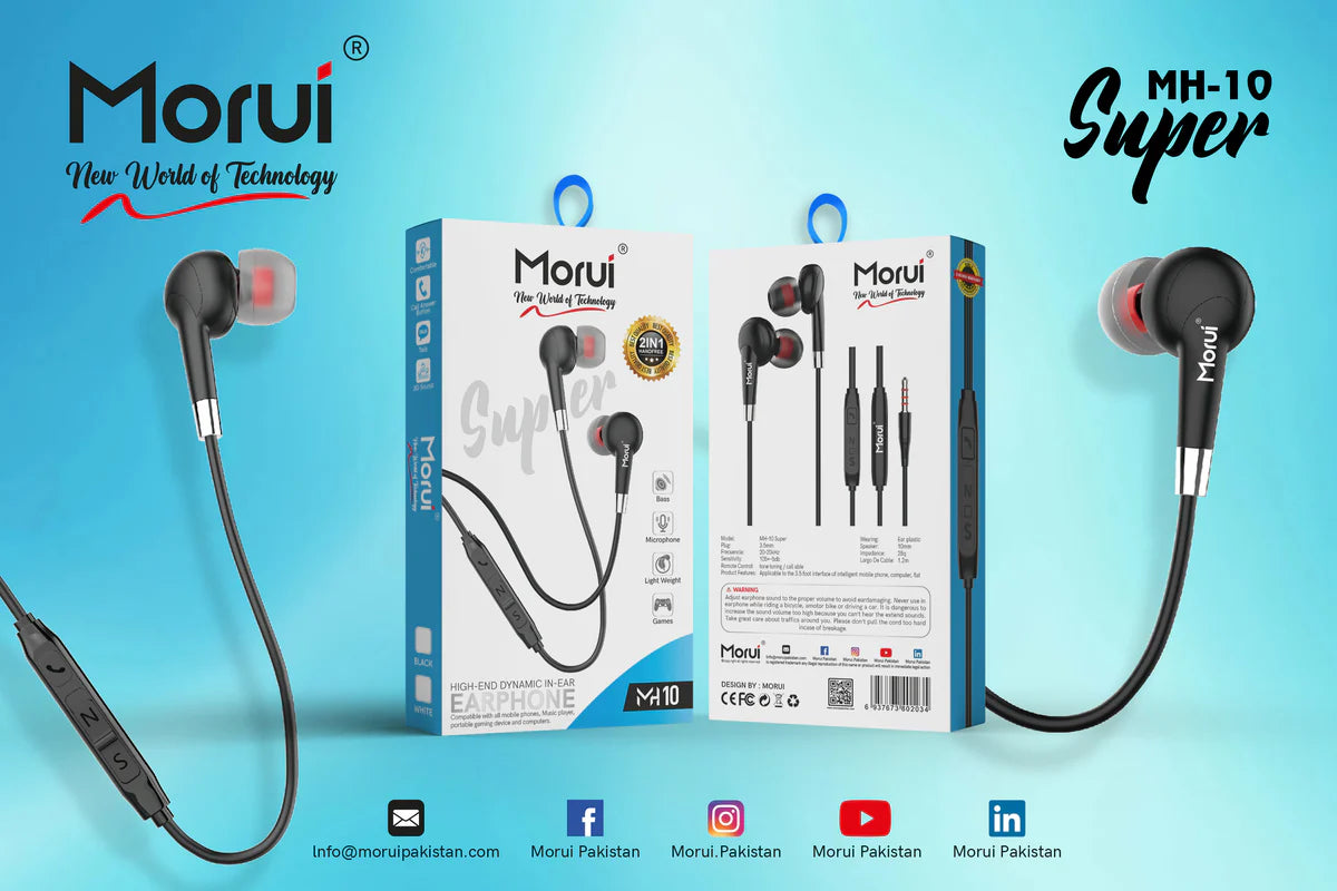 Morui MH10 Super Dynamic In-Ear Earphones with 3.5mm Plug, High-Definition Sound, and Multi-Function Remote Control