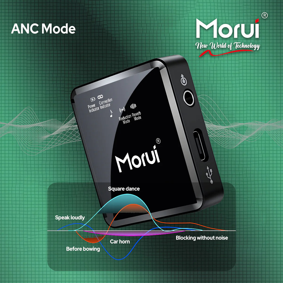 Morui GM-X10 Wireless Microphone – 3-in-1 Mic with Active Noise Cancellation, 1-Year Warranty, Compatible with YouTube Vlogging, Live Streaming, DSLR, Smartphones & Audio Devices