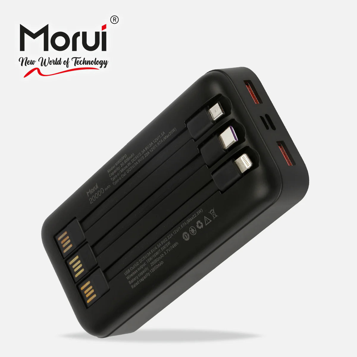 Super Fast Wireless Power Bank 20000mAh 22.5W LED Display High Quality Li-Polimer - MORUI MW-20PD