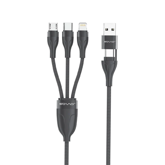 Sovo SC-117 5-in-1 Fast Charging Data Cable | USB, Type-C, Micro USB & iOS