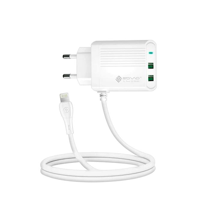 Sovo SG-220 12W REVO Dual USB Charger with Built-In Cable