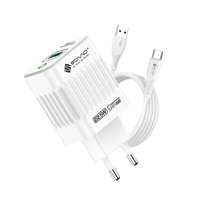 Sovo SG-240 22.5W Fast Charger with Type-C Cable | Super Fast Charging