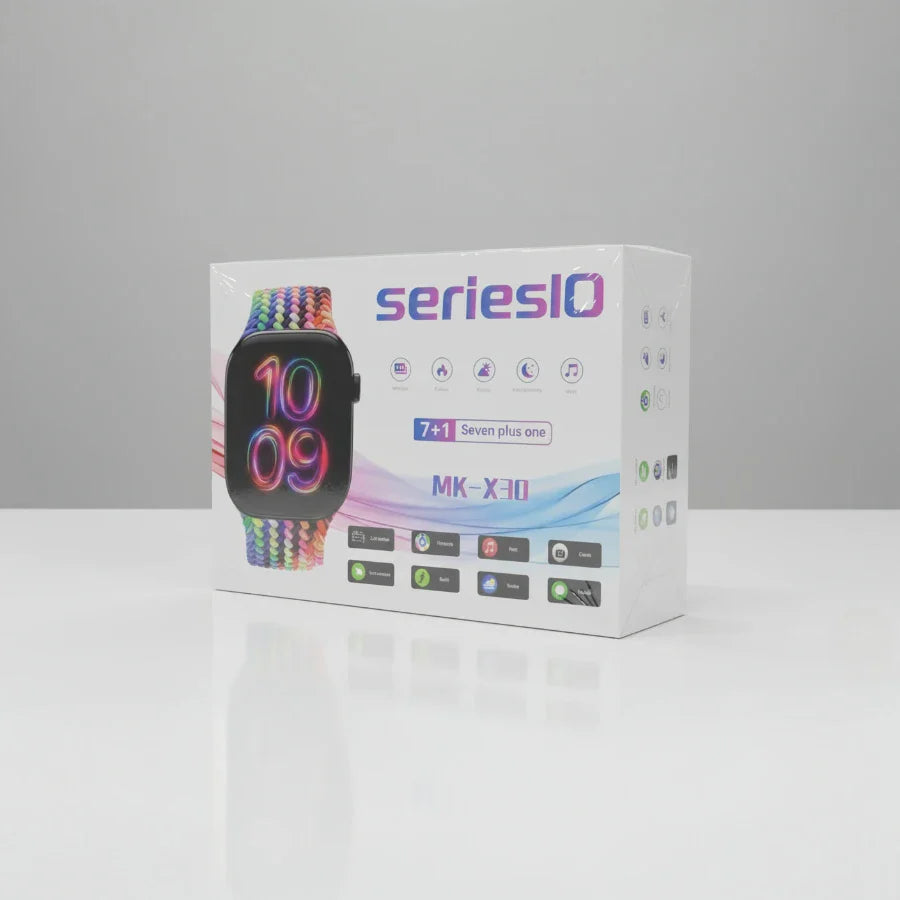 Series 10 MK-X30 Smart Watch (7+1 Bundle) – 7 Interchangeable Straps & Wireless Charger | Premium Smartwear