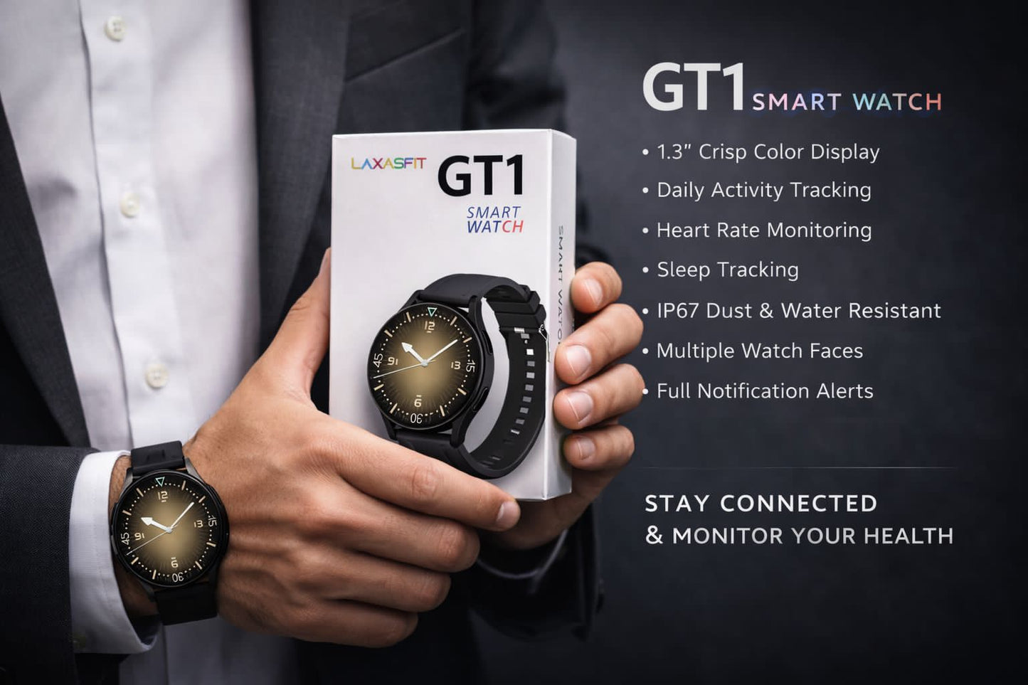 GT1 Smart Watch – Luxury Round Dial, Smart Features & Premium Design