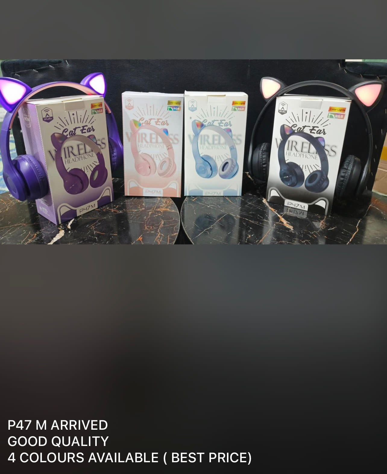 P47M Cat Ear Wireless Headphones – LED Bluetooth Headphones with Mic & Deep Bass