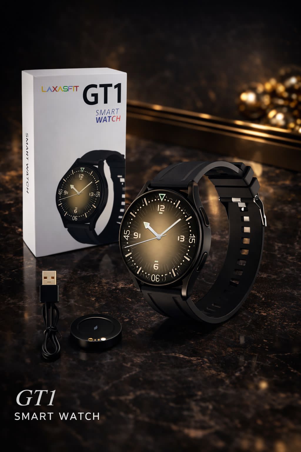 GT1 Smart Watch – Luxury Round Dial, Smart Features & Premium Design