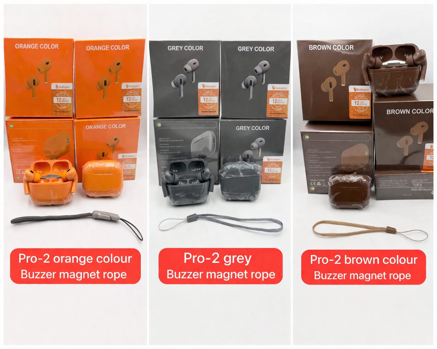AirPods Pro 2 Premium Colors – Grey, Brown & Orange | Luxury Sound Earbuds