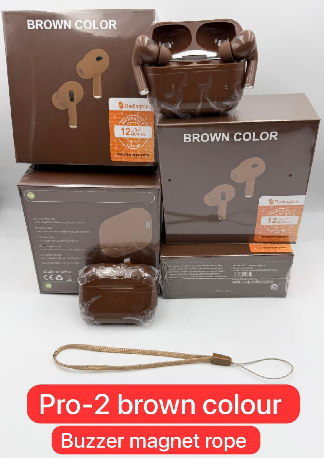 AirPods Pro 2 Premium Colors – Grey, Brown & Orange | Luxury Sound Earbuds