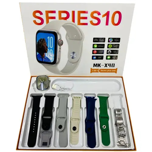 MK-X40 (7-in-1) Series 10 Smart Watch – HD Display, Multi-Sport & Health Tracker | Stylish Wearable Tech