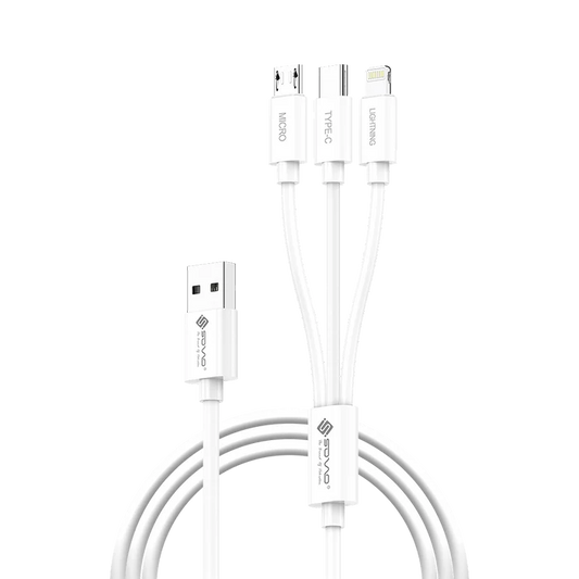 Sovo SC-301 3-in-1 Fast Charging Data Cable | Micro USB, Type-C & iOS with USB