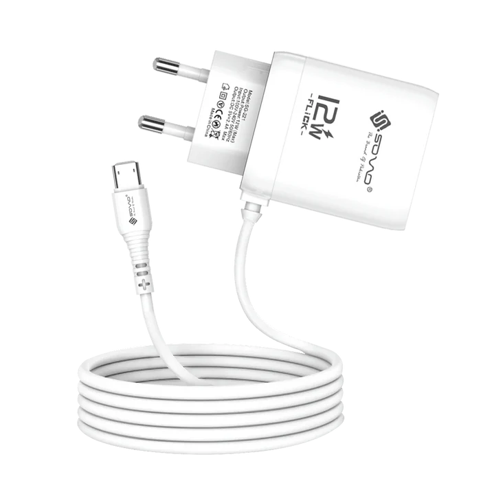 Sovo SG-221 FLICK Super Fast Charger – Built-In Micro USB Cable