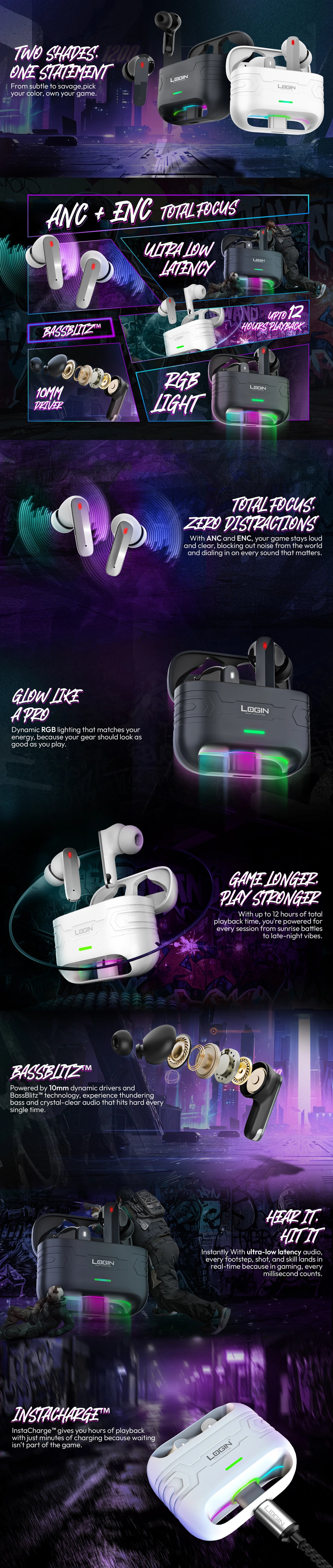 Login L-220 Gaming Earbuds